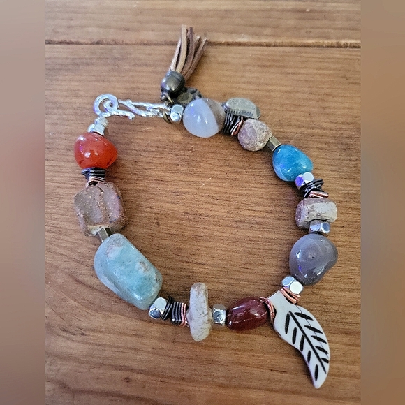 Blue Honey Jewelry Jewelry - Blue Honey Jewelry Nature Walk Gemstone & Bone Bead Bohemian Bracelet XL